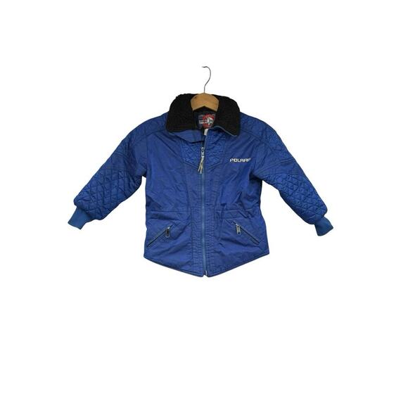 Vintage Kids Polaris Blue Quilted Snowmobiling Ski Snow Jacket Kids Size 10/12? - Picture 2 of 9